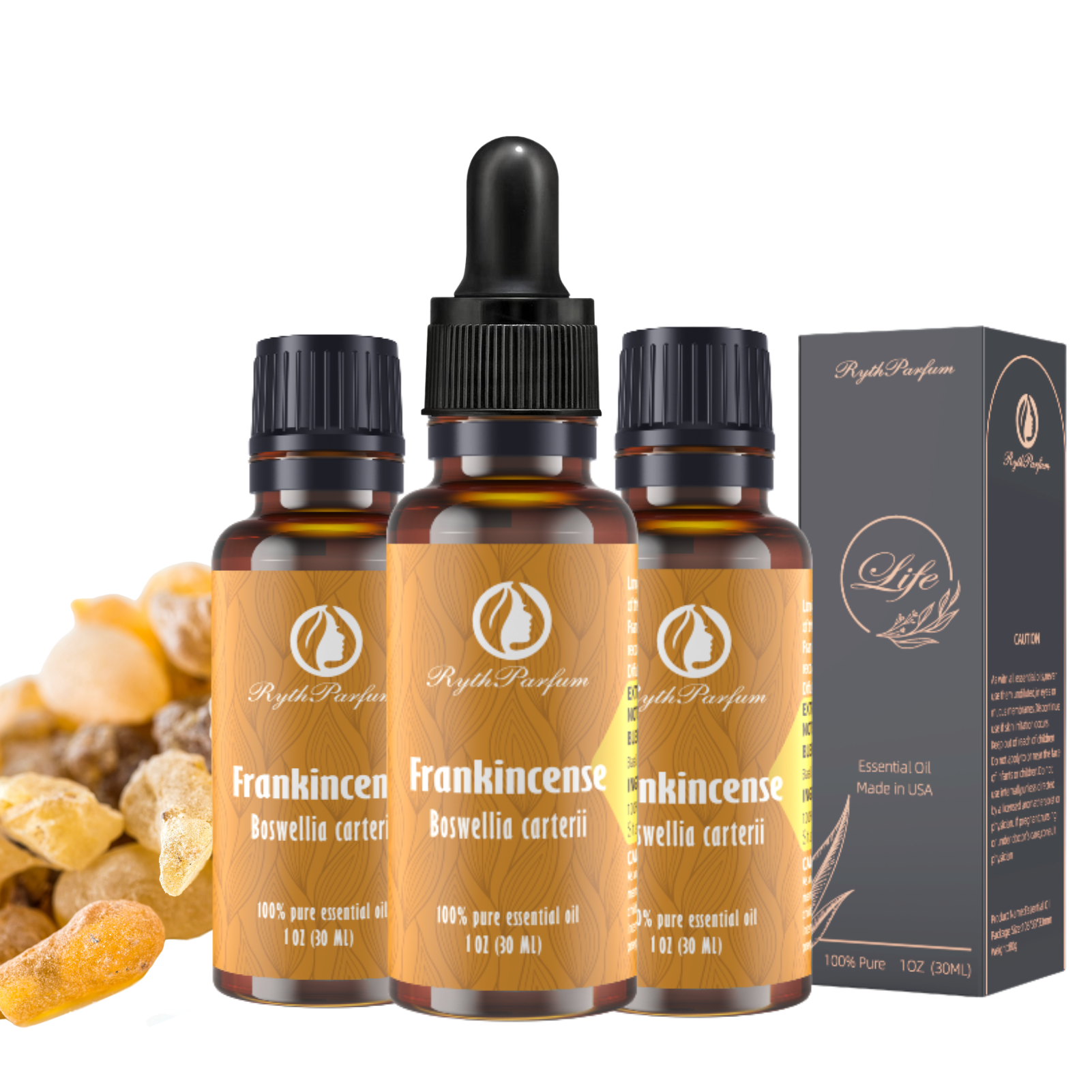 RythParfum Frankincense Oil (3PACK of 1oz) with 3 DROPPER